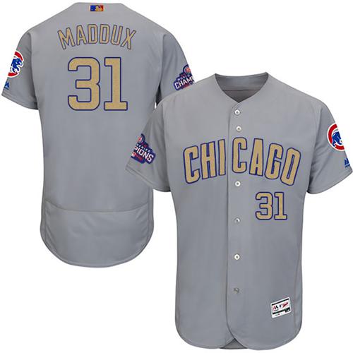 Cubs #31 Greg Maddux Grey Flexbase Authentic Gold Program Stitched MLB Jersey - Click Image to Close